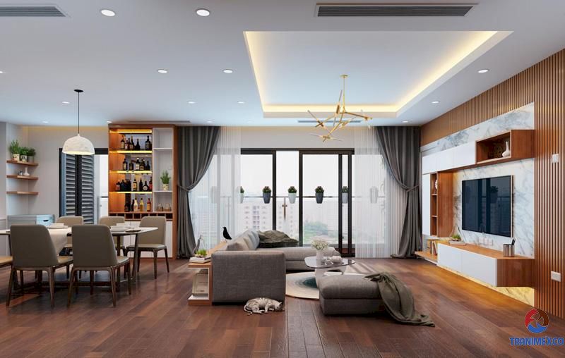 Mẫu tủ trang trí phòng khách hiện đại
