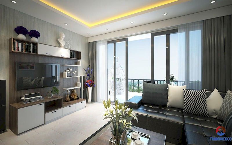 Mẫu tủ trang trí phòng khách gỗ công nghiệp
