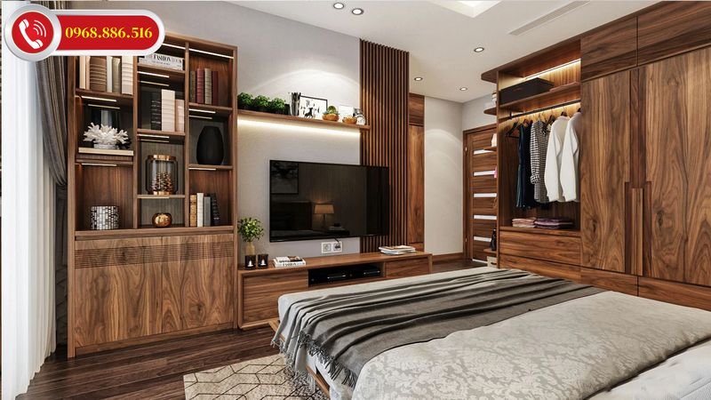 Những mẫu tủ kệ trang trí được thiết kế đơn giản phù hợp với không gian phòng ngủ