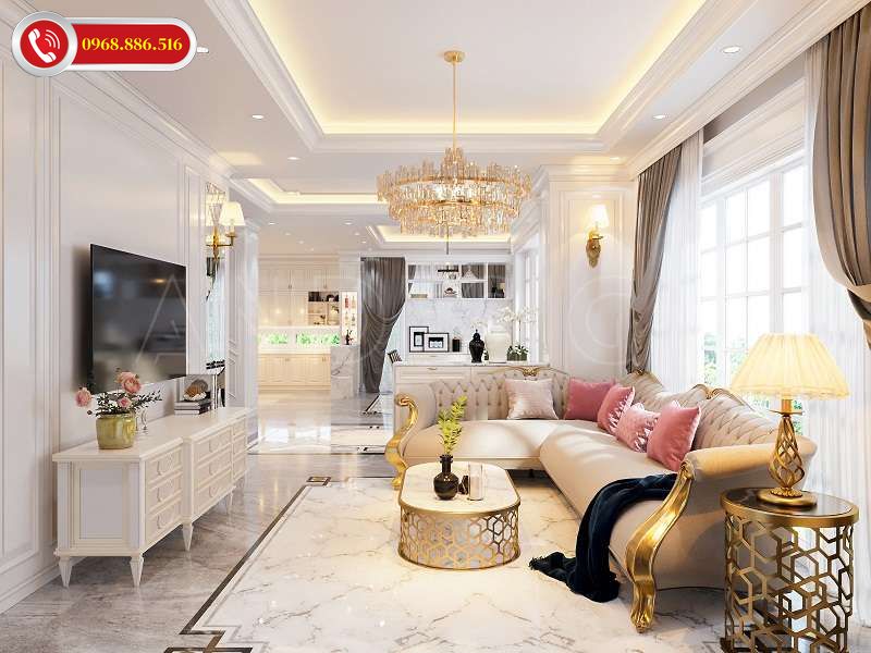 Các gia chủ trung niên có thể chọn gam màu trung tính có sự giao thoa hoàn hảo giữa nóng, lạnh khi trang trí nội thất phòng khách.
