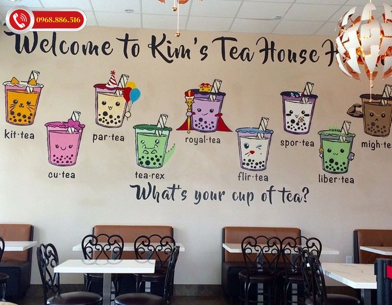 Vẽ tranh tường quán trà sữa là ý tưởng cực kỳ hay