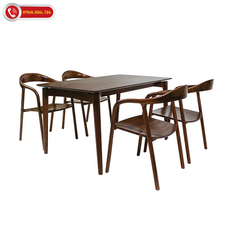 Bộ bàn ăn gỗ óc chó thiết kế ấn tượng tinh tế phù hợp với những không gian có diện tích nhỏ