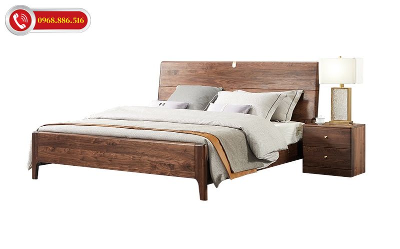 Bộ giường tủ tab đầu giường gỗ óc chó - Mẫu 3