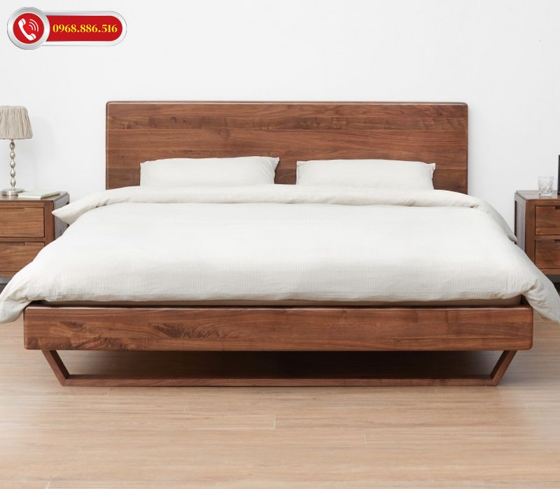 Giường ngủ gỗ óc chó được thiết kế ấn tượng