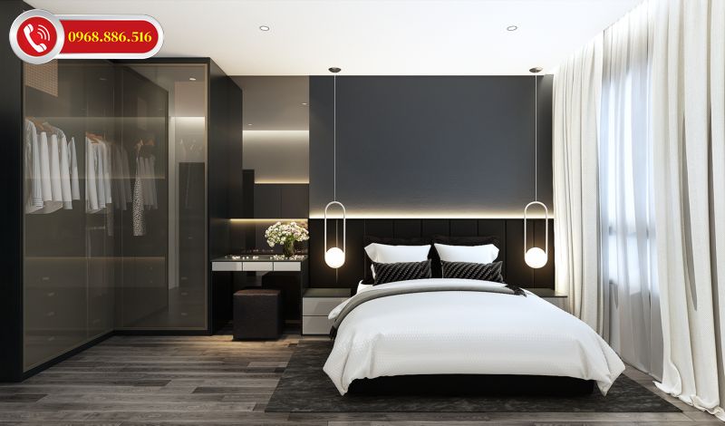 Thiết kế phòng ngủ minimalist màu đen tinh tế, hiện đại