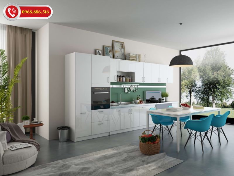 Tủ bếp acrylic màu trắng