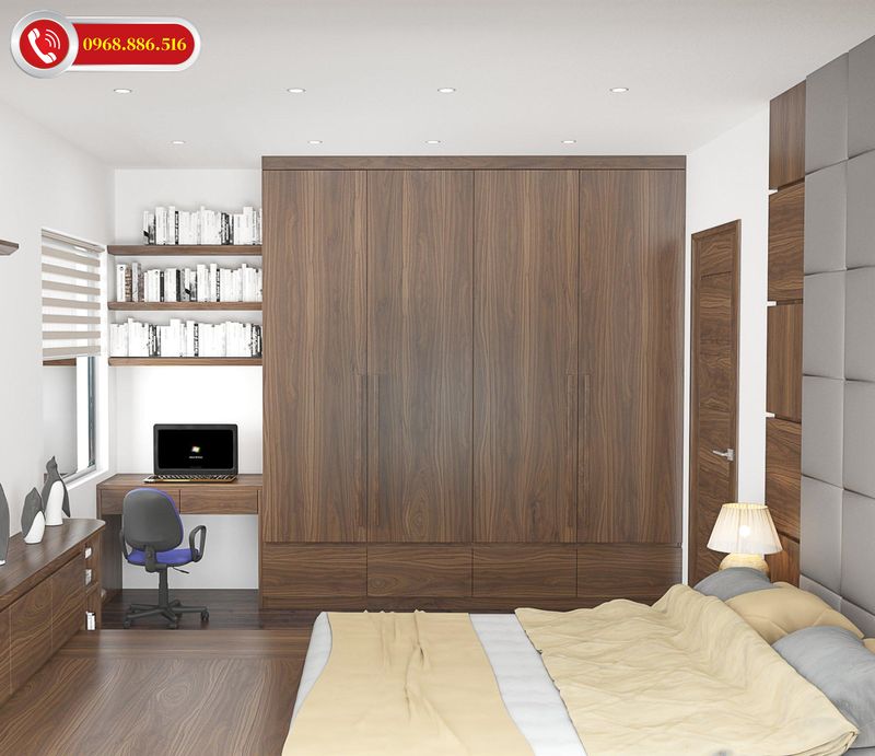 Mẫu tủ đơn giản phù hợp với phòng ngủ diện tích nhỏ