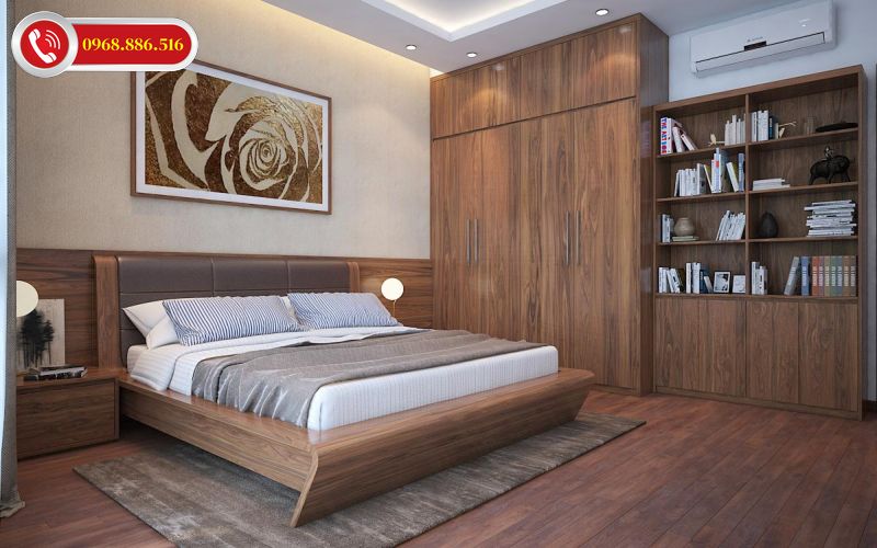 Phòng ngủ màu gỗ tối đẹp cá tính