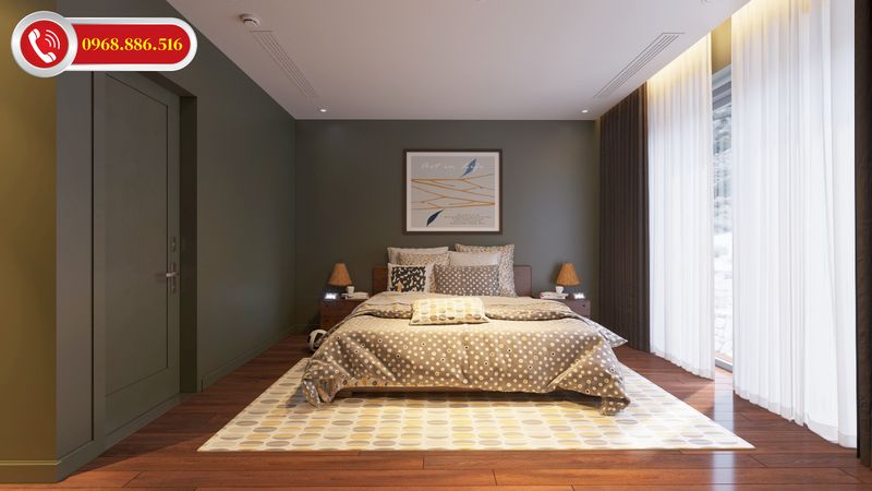 Mẫu phòng ngủ được thiết kế ấn tượng với tông màu xu hướng