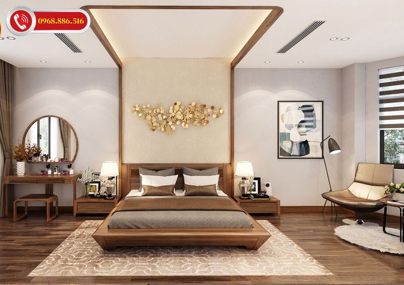 Mẫu thiết kế nội thất phòng ngủ 20m2 thiết kế hiện đại sang trọng phù hợp cho phòng ngủ vợ chồng