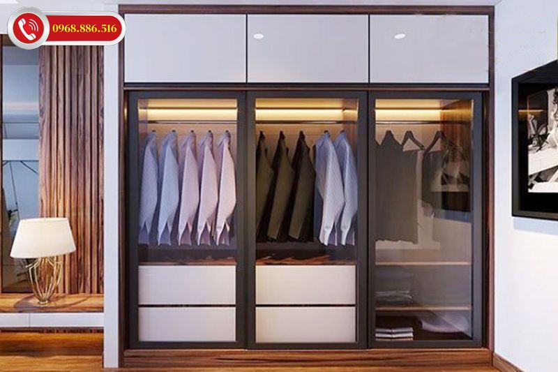Tủ quần áo cánh kính phù hợp với không gian mang phong cách hiện đại
