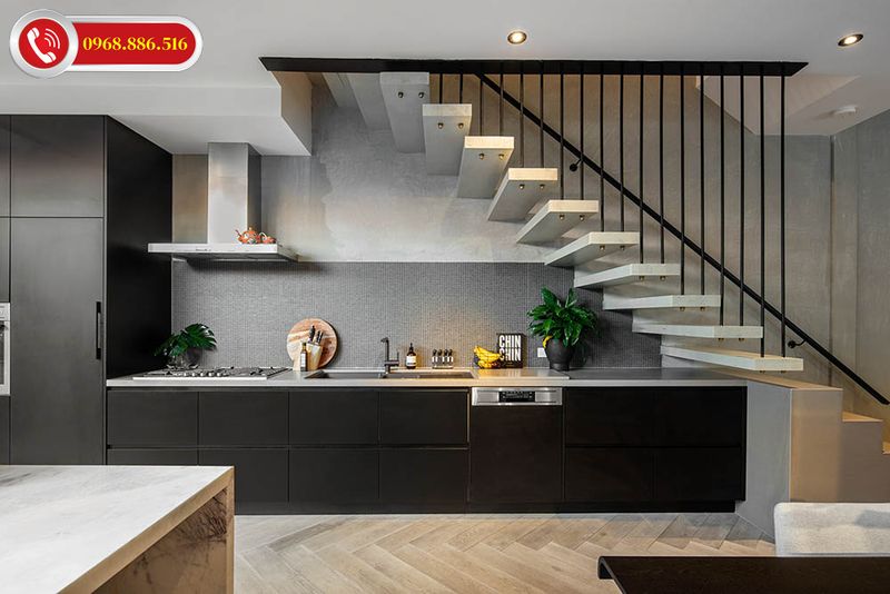 Thiết kế bếp dưới gầm cầu thang là phương pháp hiệu quả tận dụng không gian