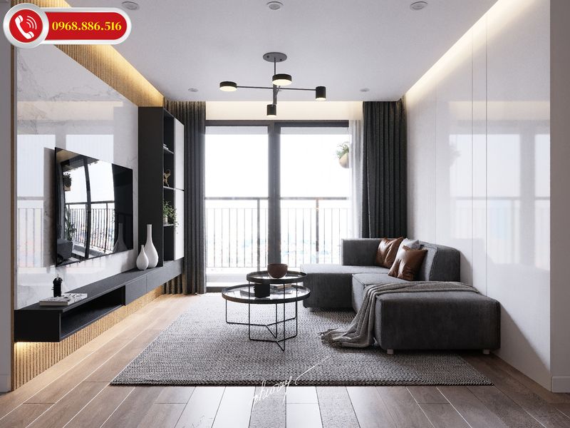 Tổng thể không gian phòng khách chung cư thiết kế ấn tượng tinh tế mang lại cảm giác thoải mái nhất cho mọi thành viên trong gia đình
