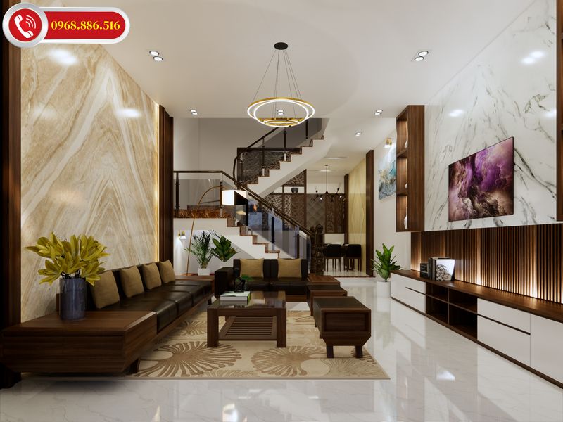 Nội thất phòng khách bằng gỗ thường phù hợp với những không gian có diện tích lớn