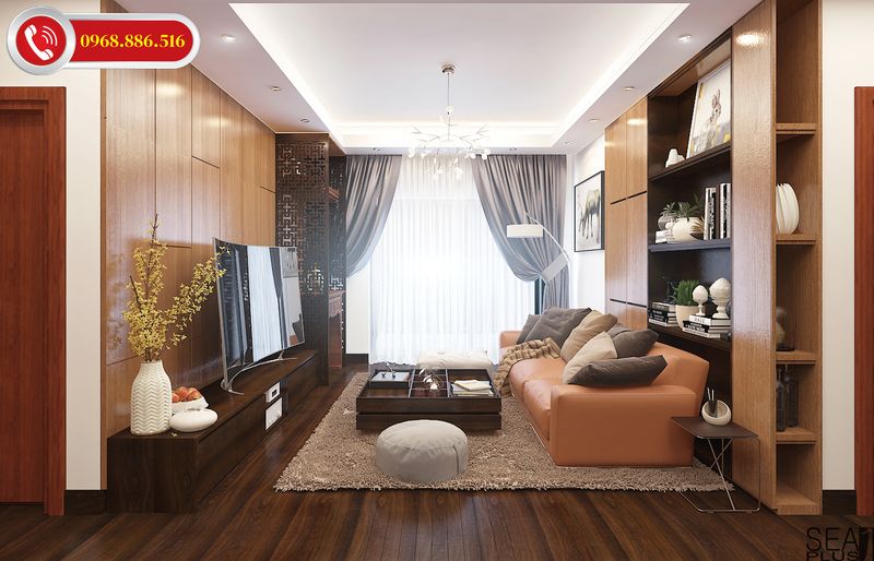 Phòng khách thiết kế theo phong cách hiện đại đơn giản phù hợp với những căn hộ chung cư