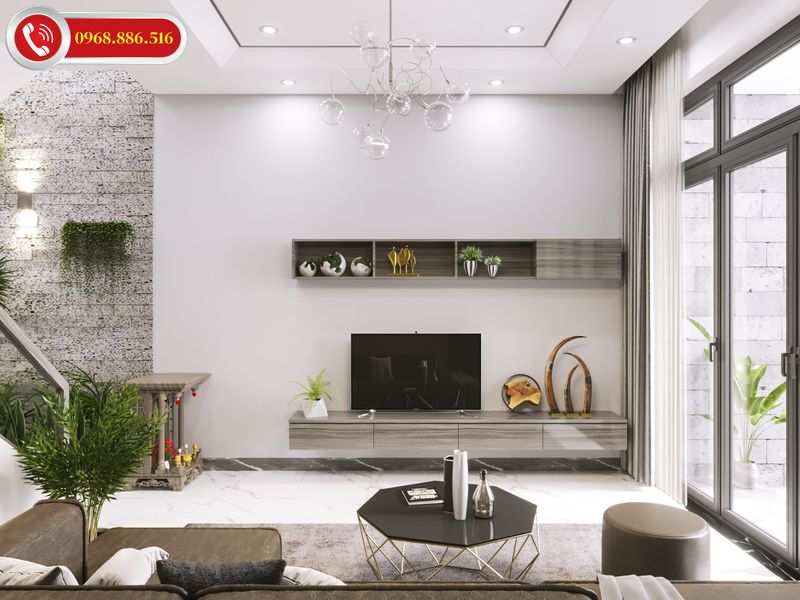 Thiết kế không gian phòng khách đẹp tinh tế với không gian mở nhẹ nhàng hiện đại với những món đồ nội thất đơn giản nhẹ nhàng