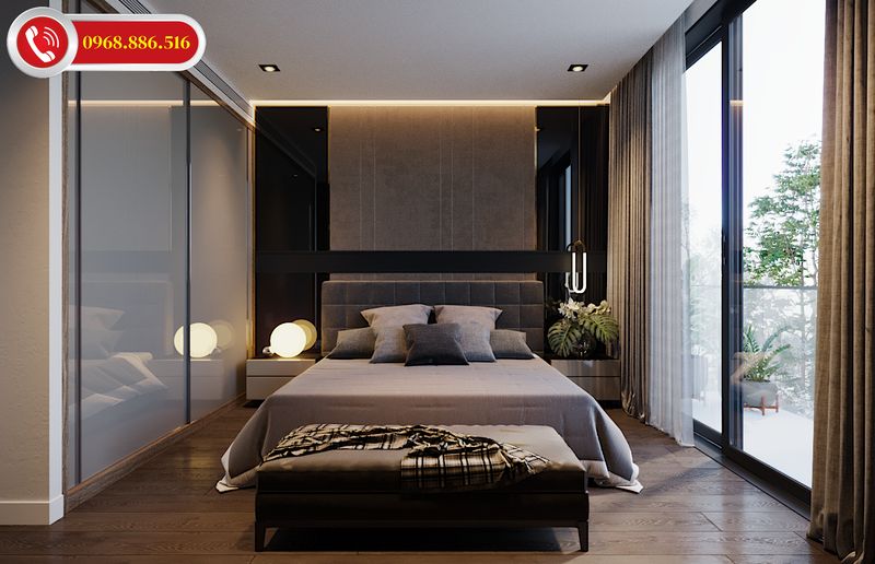 Thiết kế phòng ngủ với tông màu đen kết hợp với tông trắng nhẹ nhàng