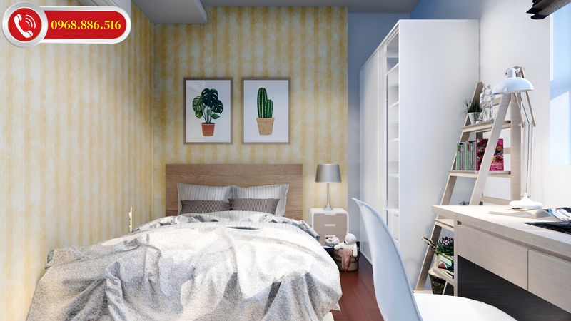 Mẫu thiết kế nội thất phòng ngủ đẹp đơn giản với tông màu trắng tinh tế nhẹ nhàng