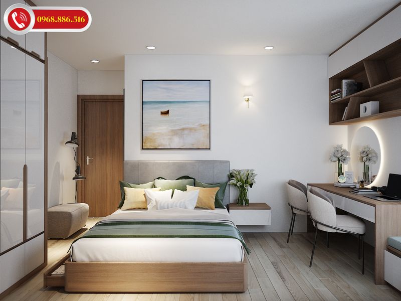 Phòng ngủ với nội thất thiết kế đơn giản tối ưu công năng