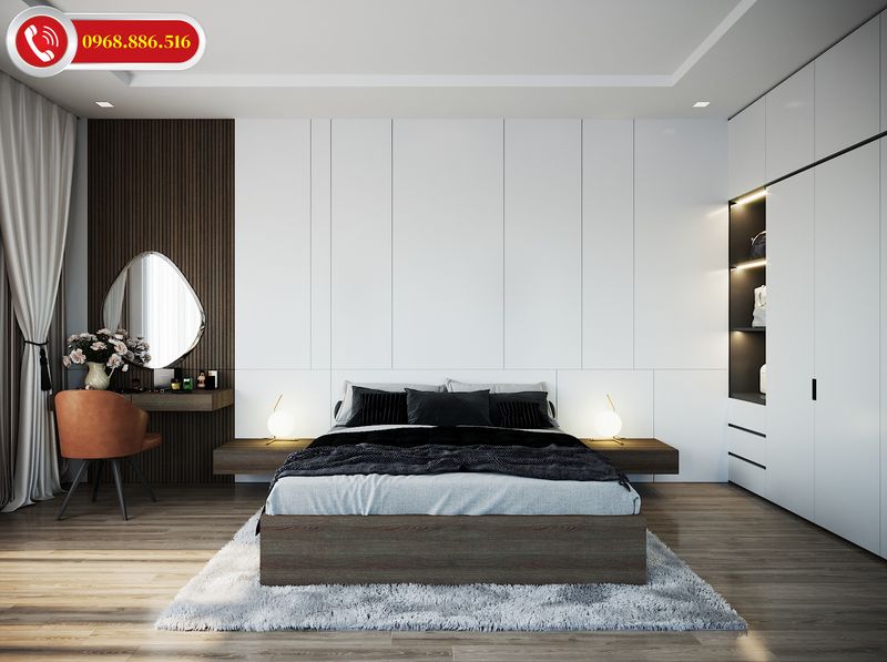 Thiết kế phòng ngủ sử dụng chất liệu gỗ không cầu kỳ nhưng vẫn mang đến không gian gần gũi