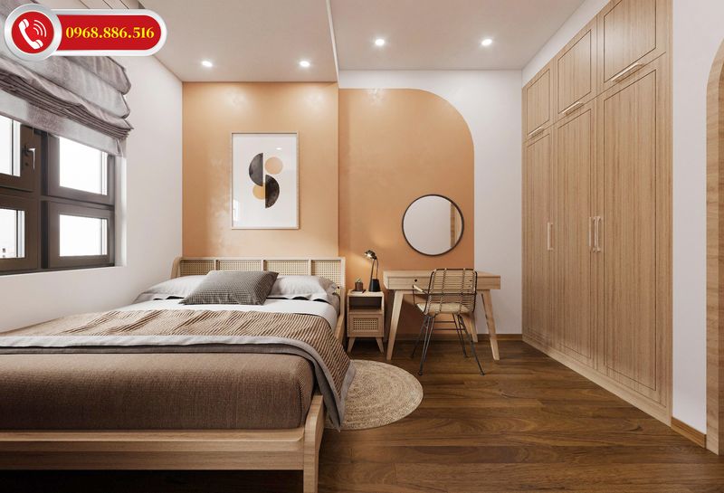 Phòng ngủ 12m2 được thiết kế đơn giản nhẹ nhàng