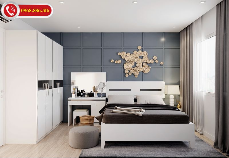 Phòng ngủ thiết kế ấn tượng với điểm nhấn với decor trang trí đầu giường