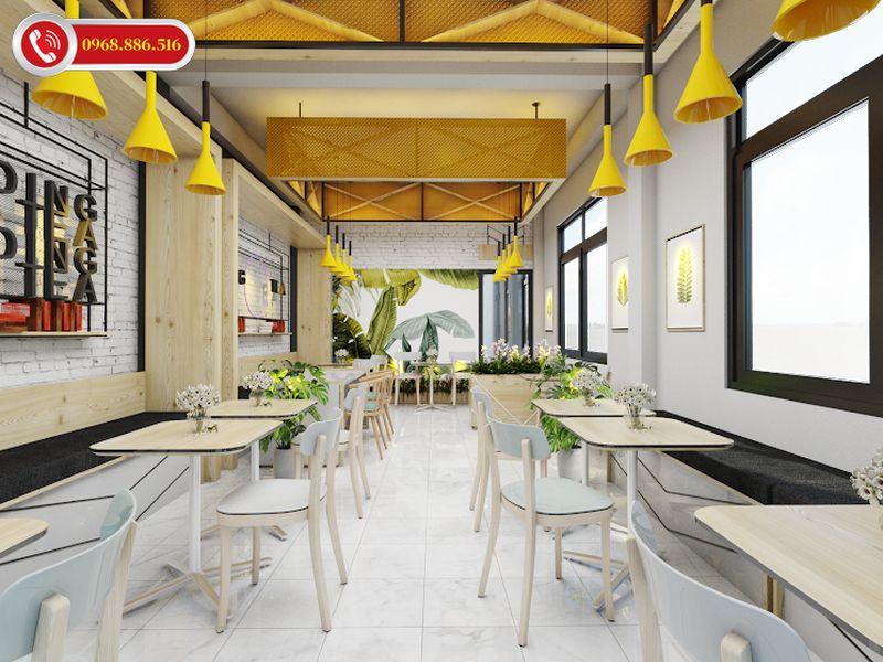 Phong cách thiết kế quán cafe Mid-century modern, phong cách này tạo được ấn tưởng với lối thiết kế đơn giản