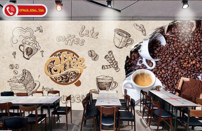 Vẽ tranh tường trang trí không gian quán cafe được ứng dụng nhiều hiện nay